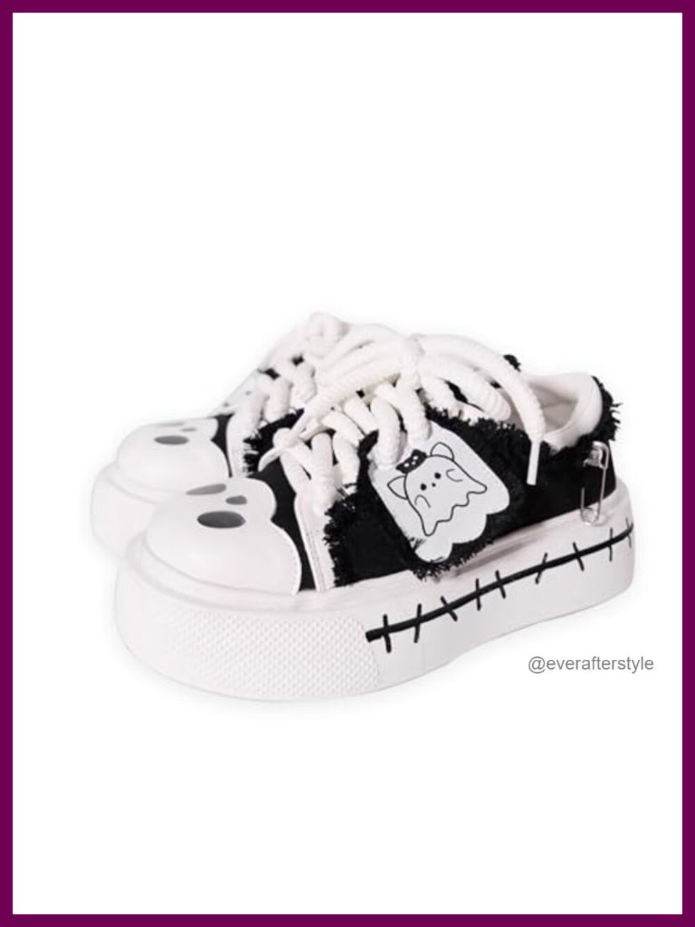 Y2K Goth Platform Canvas Sneakers Chunky Sole Punk Shoes Retro